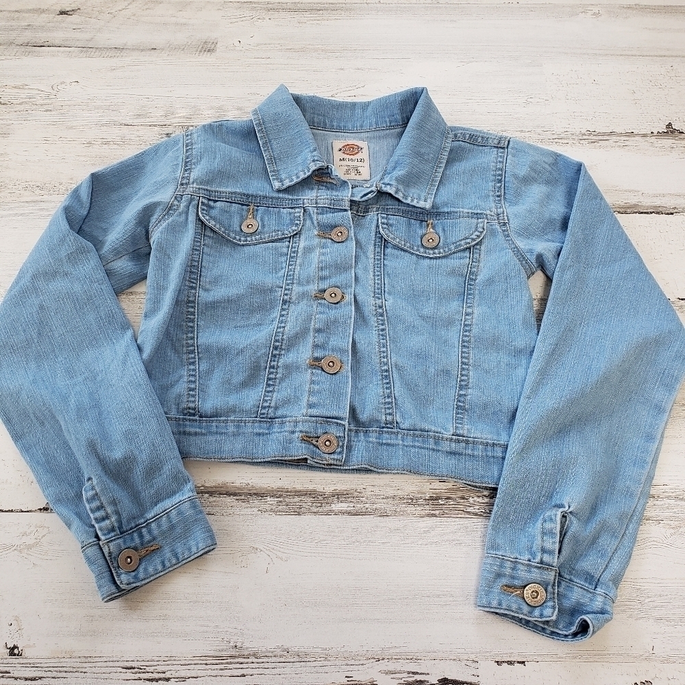 Dickies Stretchy Denim Blue Jacket Girls Size 10/12
